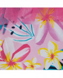 Leggings corsário de tule folhos rosa estampado flores tropical