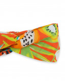 Bandolete jersey laranja estampado flores e frutas menina Bandolete jersey laranja estampado flores e frutas menina