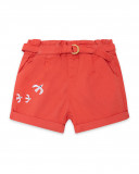 Shorts de popelina com cinto coral menina