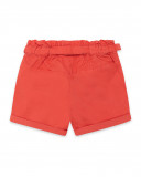 Shorts de popelina com cinto coral menina