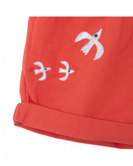 Shorts de popelina com cinto coral menina