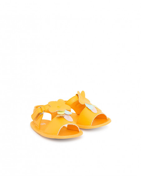 Sandálias de couro sintético laranja recém-nascido menina