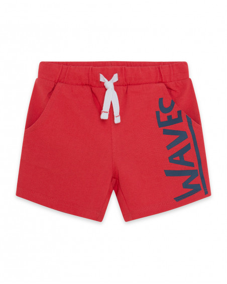 Bermudas jersey coral texto lateral menino Bermudas jersey coral texto lateral menino