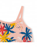 Vestido jersey alças laranja estampado praia menina