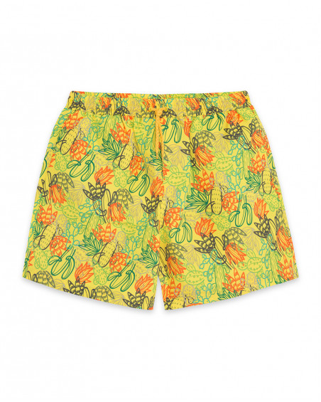 Calção de banho amarelo estampado cato para o papá