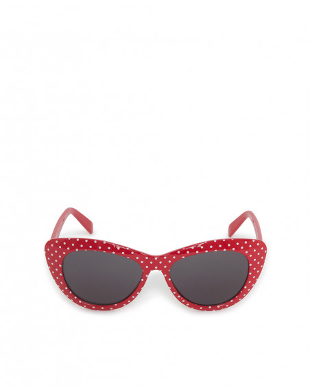óculos de sol vermelhos pontos menina