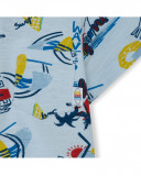 Camisola de manga curta branca estampado praia menino