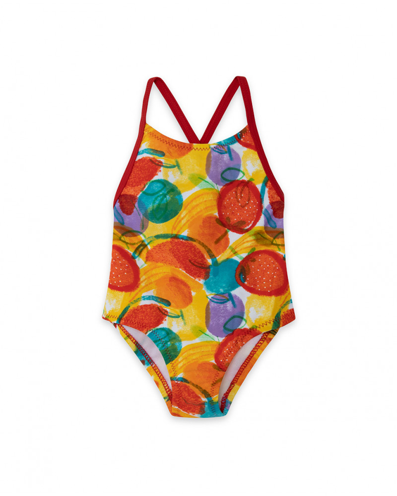 Fato de banho estampado frutas multicolor menina