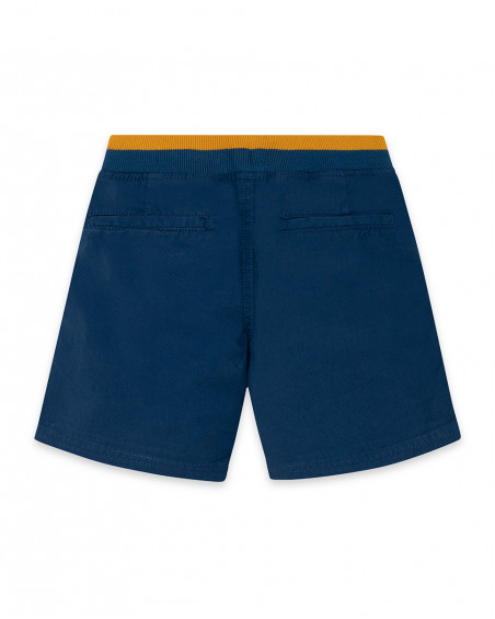 Bermudas de sarja com cordão azul-marinho cintura laranja menino Bermudas de sarja com cordão azul-marinho cintura laranja menino