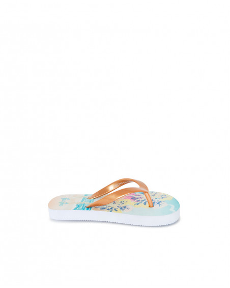 Chinelos laranja estampado praia menina