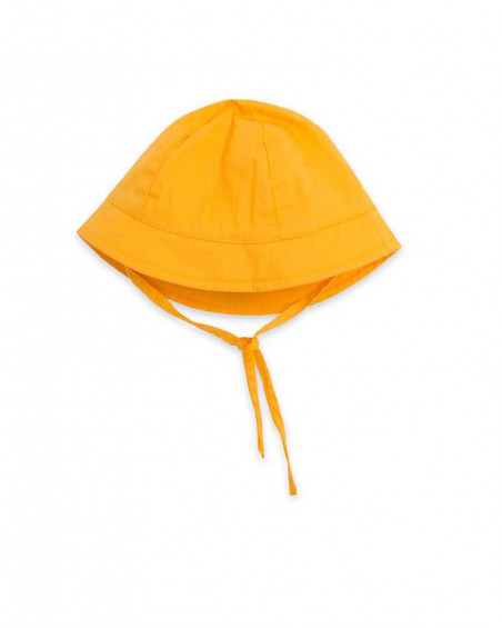 Chapéu de popelina aos quadradinhos laranja e branco