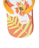 Chinelos laranja estampado flores e frutas menina