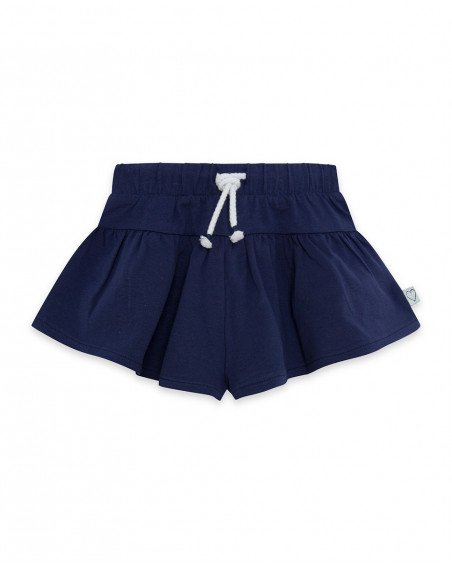 Shorts jersey com cordão azul-marinho menina