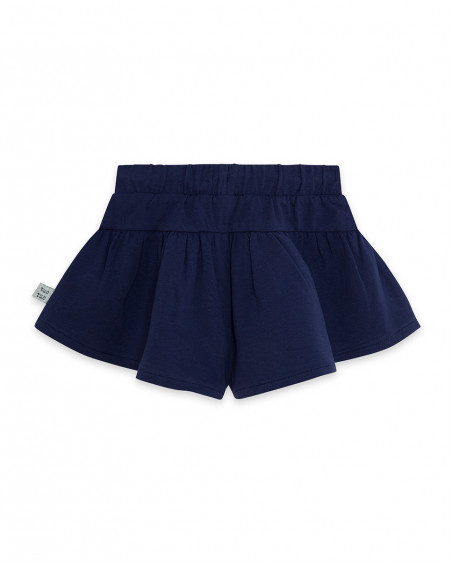 Shorts jersey com cordão azul-marinho menina