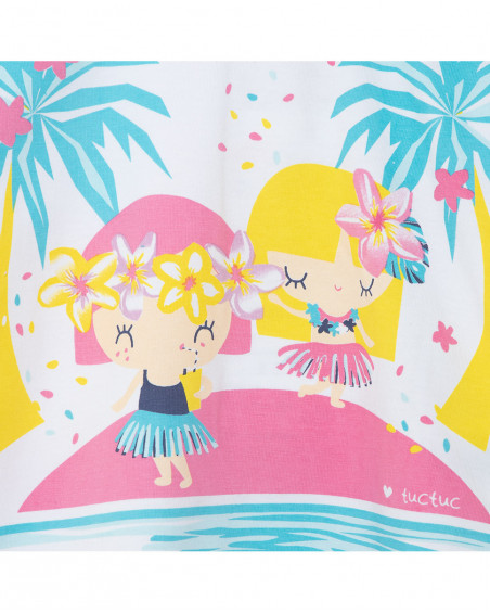 Camisola de manga curta branca meninas havaianas menina Camisola de manga curta branca meninas havaianas menina