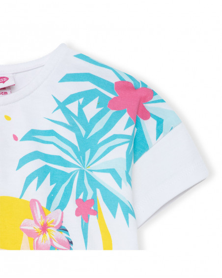 Camisola de manga curta branca meninas havaianas menina Camisola de manga curta branca meninas havaianas menina
