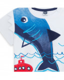 Camisola de manga curta branca tubarão menino