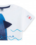 Camisola de manga curta branca tubarão menino