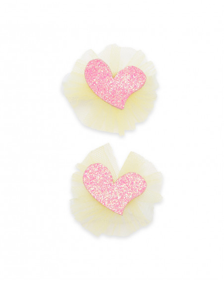 Conjunto de 2 scrunchies amarelos corações menina