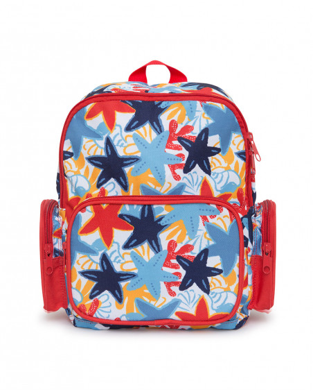 Mochila vermelha estampado estrelas-do-mar multicolor menina