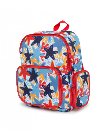 Mochila vermelha estampado estrelas-do-mar multicolor menina