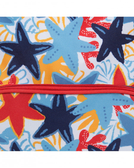 Mochila vermelha estampado estrelas-do-mar multicolor menina