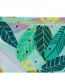 Cuecas de banhos verde estampado folhas laços menina