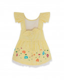 Vestido tecido sem mangas às riscas brancas e amarelas menina