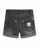 Bermudas cinzento denim cinco bolsos detalhe de crista camaleão