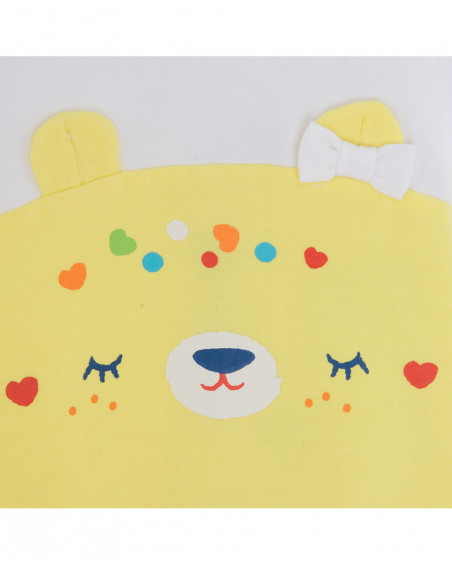 Babygro curto jersey amarelo e branco recém-nascido menina Babygro curto jersey amarelo e branco recém-nascido menina