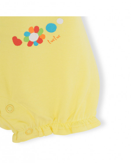 Babygro curto jersey amarelo e branco recém-nascido menina