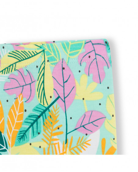 Leggings corsário verde estampado folhas menina