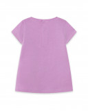 Camisola de manga curta malva flores menina