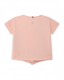 Camisola jersey de manga curta estampada praia com laçada menina