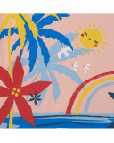 Camisola jersey de manga curta estampada praia com laçada menina