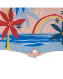 Camisola jersey de manga curta estampada praia com laçada menina