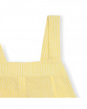 Vestido tecido alças às riscas amarelas e brancas para a mamã Vestido tecido alças às riscas amarelas e brancas para a mamã