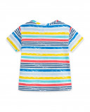 Camisola de manga curta às riscas multicolor menino