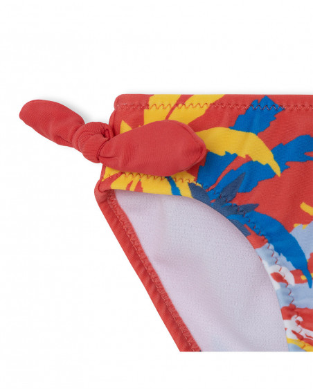 Cuecas de banho coral folhos menina