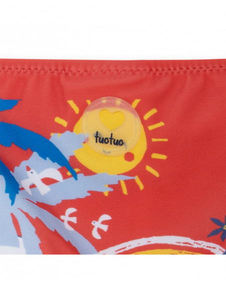 Cuecas de banho coral folhos menina