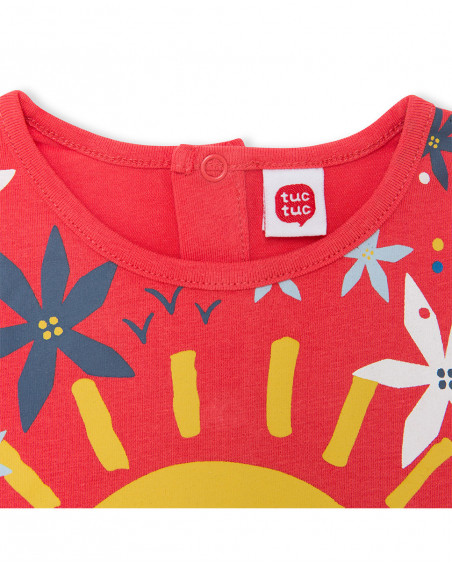 Camisola de manga curta sol coral menina