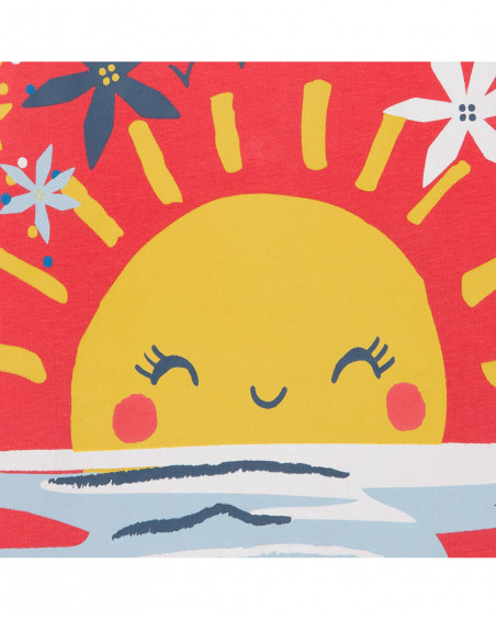 Camisola de manga curta sol coral menina