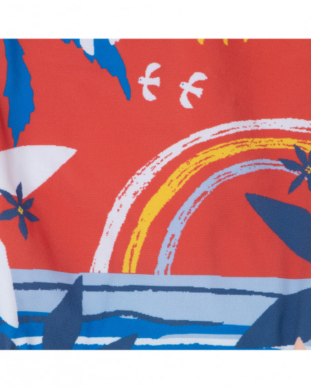 Fato de banho laranja estampado de praia menina