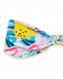 Bandolete jersey rosa estampado flores tropical menina Bandolete jersey rosa estampado flores tropical menina