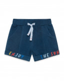 Bermudas de felpa azul texto menino