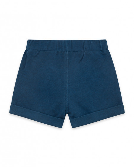 Bermudas de felpa azul texto menino
