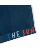 Bermudas de felpa azul texto menino Bermudas de felpa azul texto menino