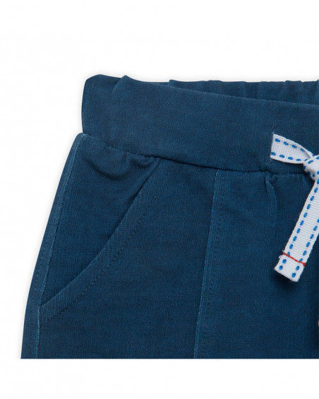 Bermudas de felpa azul texto menino Bermudas de felpa azul texto menino