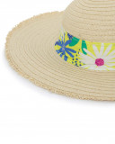 Chapéu de ráfia estampado flores menina