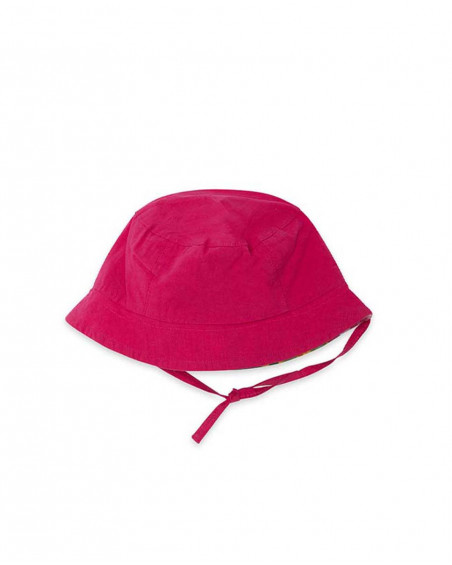 Chapéu reversível fúcsia e estampado cato multicolor menina